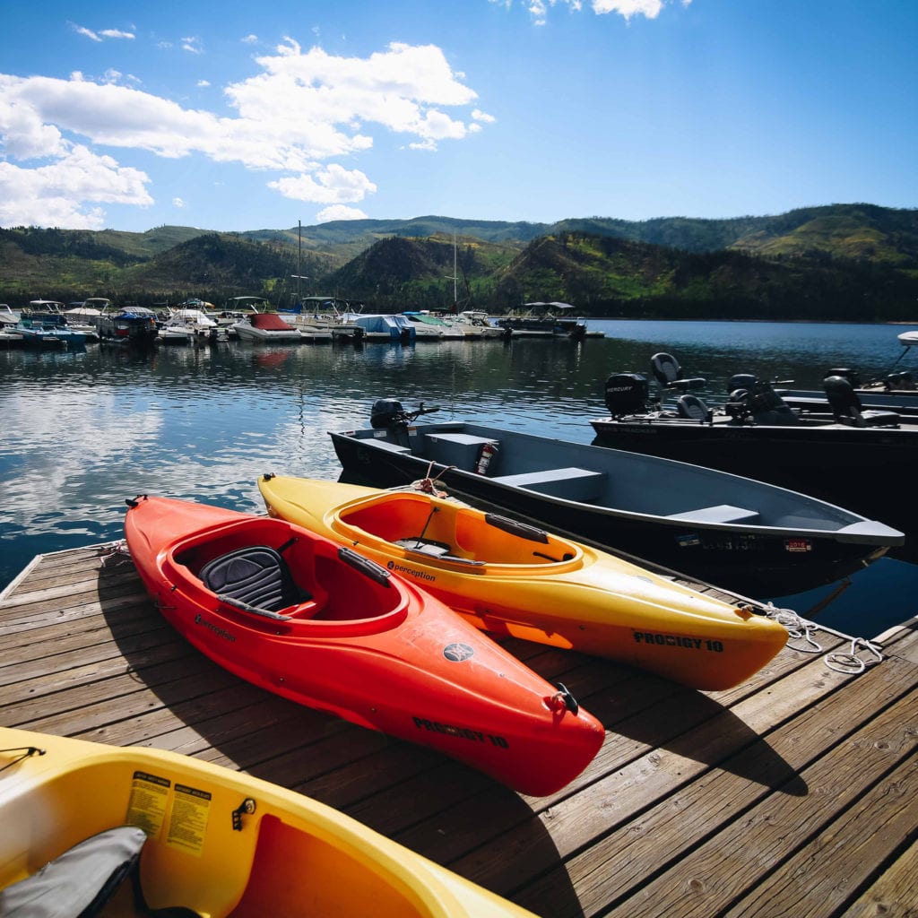 Kayaks on the dock.