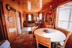 Cabin 20 living room and dining room.
