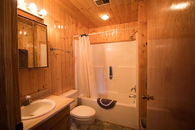 Cabin 12 bathroom with shower/tub