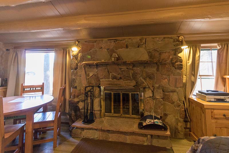 Cabin 23 fireplace.